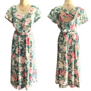 Vintage 80’s Carol Anderson Pink Floral Print Tea Dress- 10